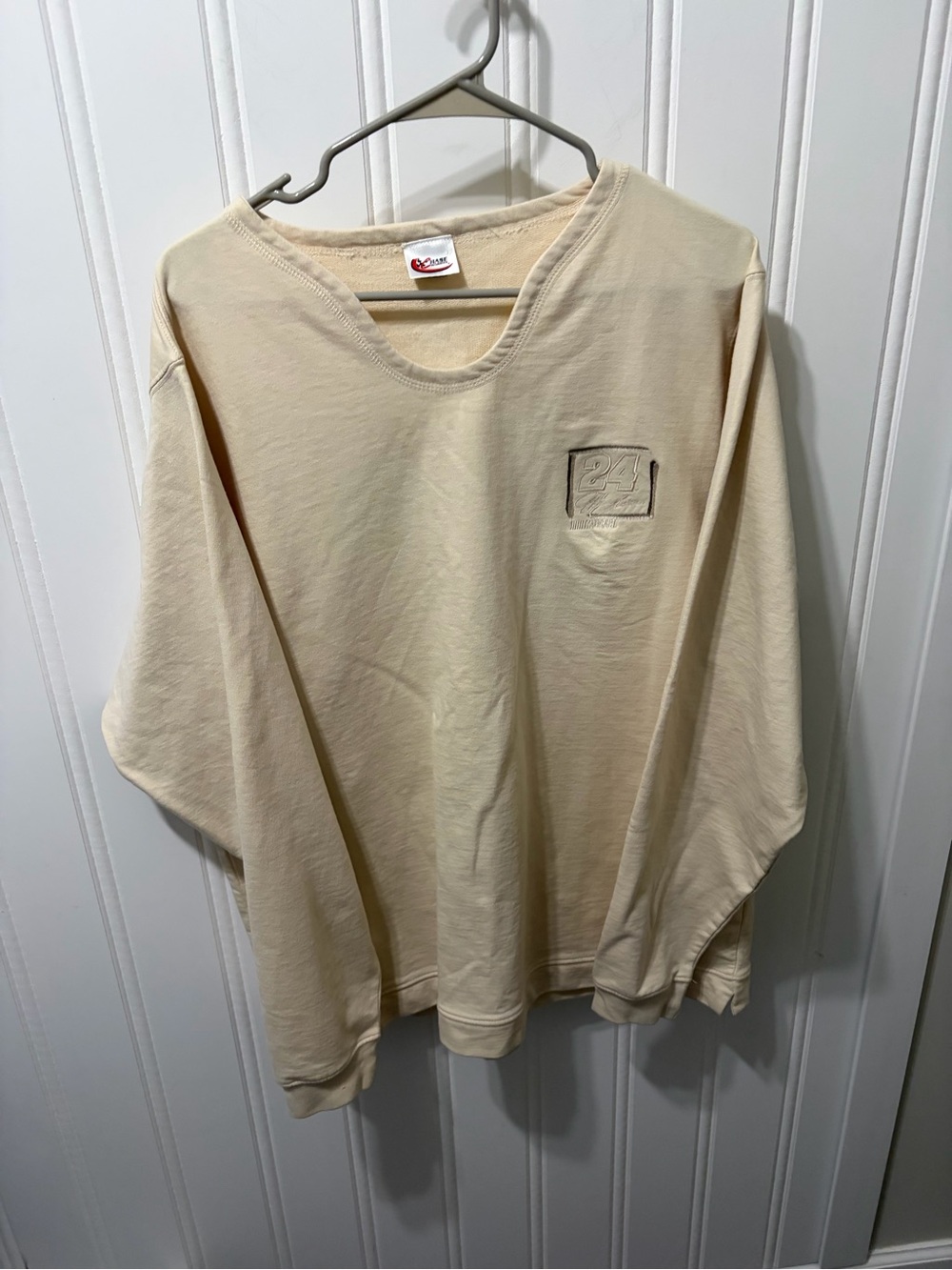 Vintage Chase Authentics Jeff Gordon #24 Embroidered V-Neck Sweatshirt Cream 2XL